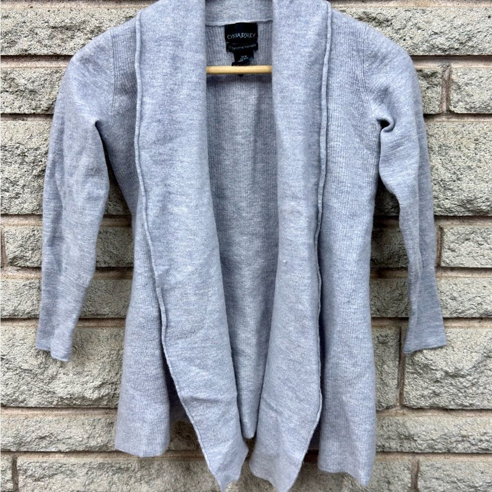 Cynthia Rowley Women's Light Gray Merino Wool  Open Cardigan
